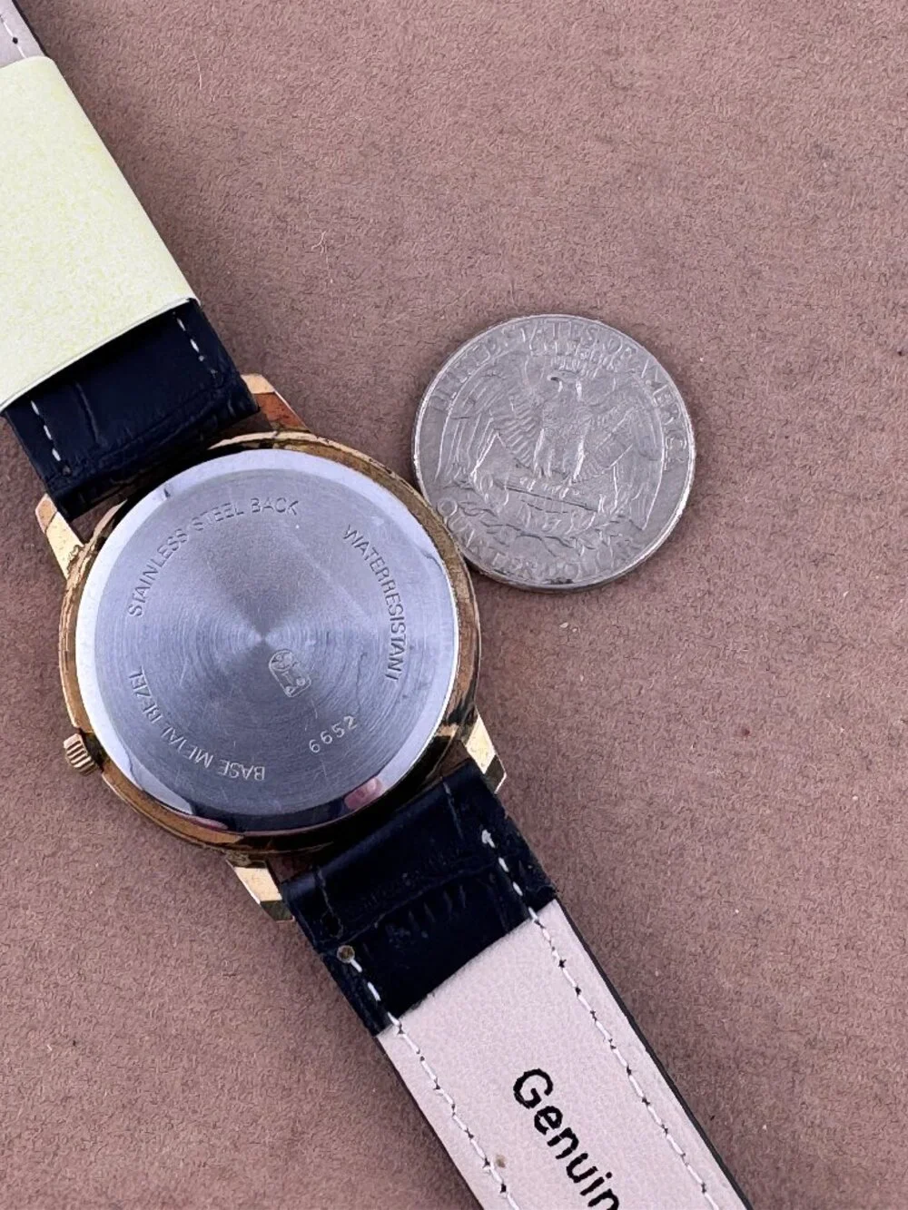 Vintage Jules Jurgensen Moon Phase Watch Day & Date 9 inch Black Leather Strap